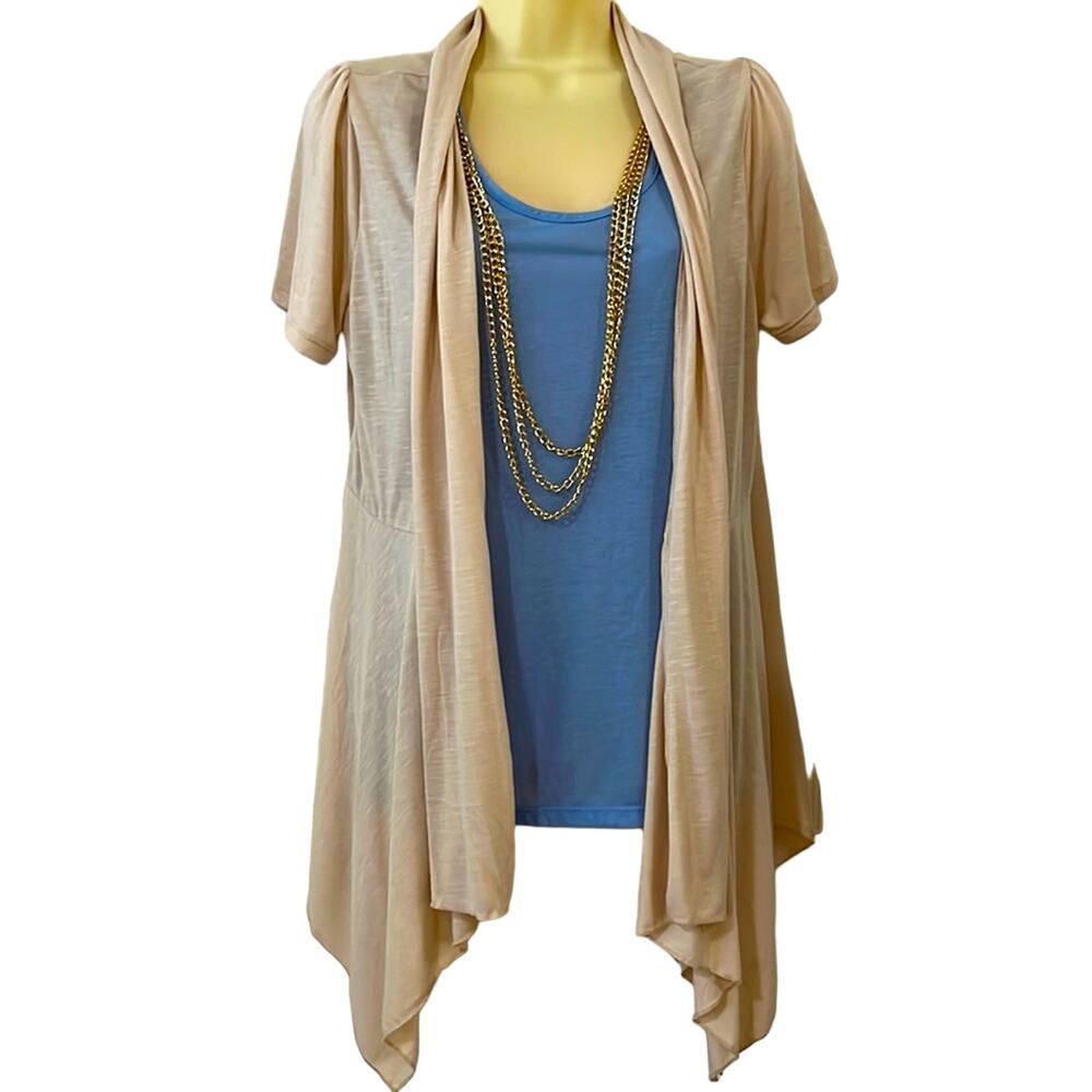 Karen Brooks  Layered Look Knit Top w Necklace Woman Size Large Flowy